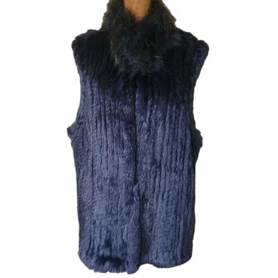 Conrad Luxury Vest Size M Black Rabbit Fur Raccoon Black Designer Whimsigoth - Image 1 of 4