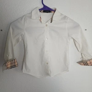 Burberry White Button Up Long Sleeve Girl 4y 4t Dressy - Picture 1 of 10