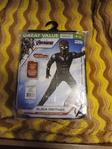Neu in Verpackung Rubie's Black Panther Kinderkostüm S 4-6 gepolsterter Body Stiefel Tops Maske - Bild 1 von 4