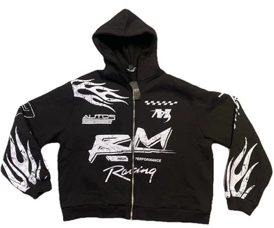 Sudadera con Capucha Negra De Gran Tamaño BoohooMan Extra Grande Y2K RM Racing Foto 1 de 4