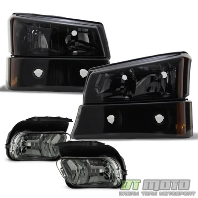 Faros de humo negros para Chevy Silverado 1500 2003-2006 con lámparas de parachoques + luces antiniebla Foto 1 de 4