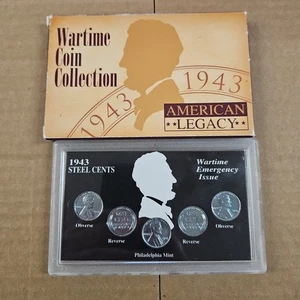1943 P & D Steel Lincoln Wheat Penny Set Wartime Coin Collection American Legacy - Picture 1 of 2