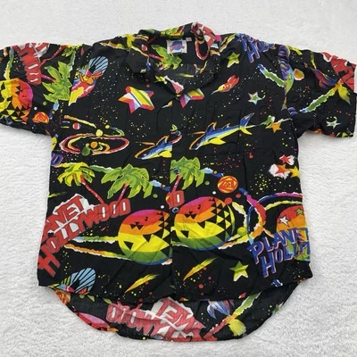 Camisa Hawaiana De Colección Planet Hollywood Space Galaxy Surfer Neón Aloha Para Hombre Talla L Foto 1 de 4