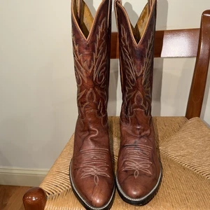 JUSTIN Men’s Marbled Chestnut Brown Deerlite Leather Cowboy Boots #1560 Sz 10 D - Picture 1 of 10