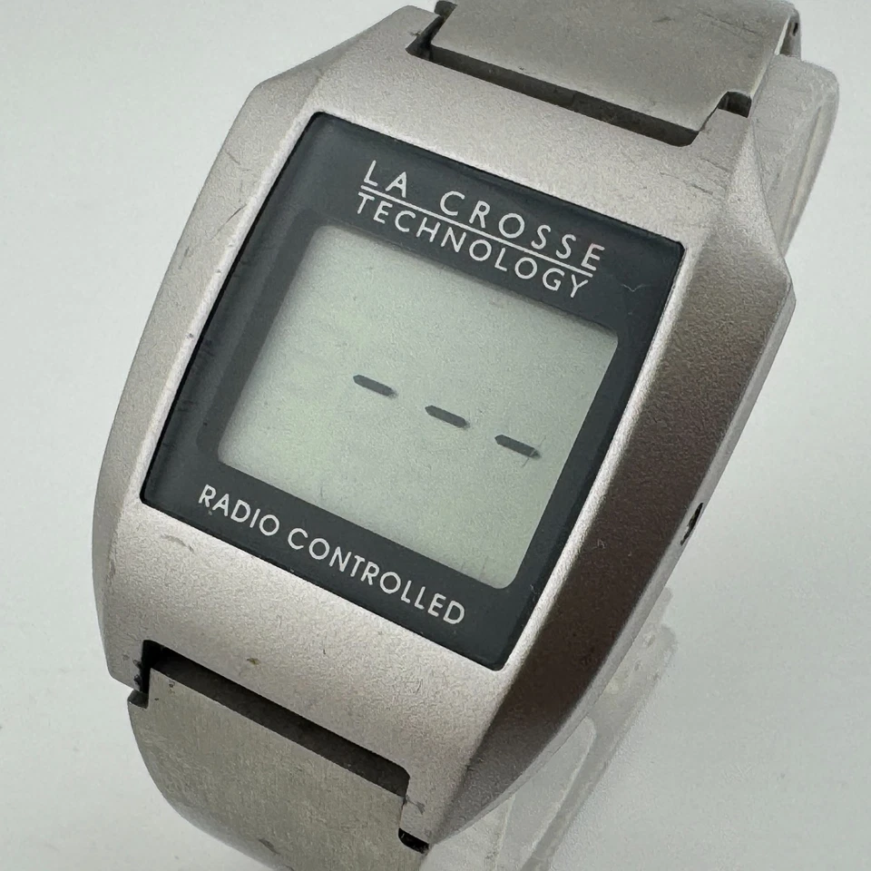 Reloj de Cuarzo LA Crosse WWVB Hombres Plateado Radiocontrolado Día Fecha Batería Nueva 7" Foto 1 de 4