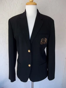 Vintage Ralph Lauren Size 16 Womens Jacket/Blazer Wool Gabardine Black 1970's - Picture 1 of 4