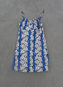 PACIFIC LEGEND DRESS GIRLS SIZE 14 BLUE WHITE FLORAL SPAGHETTI STRAP COTTON NWT - Picture 1 of 13