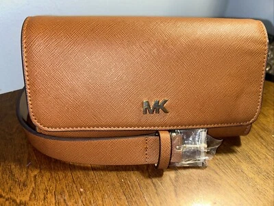 AUTHENTIC MICHAEL KORS CLUTCH STYLE BELTBAG BROWN W/MK LOGO SIZE S/M. NEW - Image 1 of 4