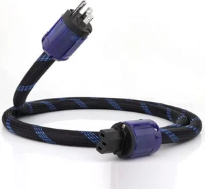 HiFi AC Power Cable 3-Prong US Rhodium Plugs12AWG Audiophile US Power Cord - Picture 1 of 6