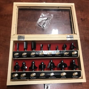 New Genuine Skil Tungsten Carbide Router Forstner 1/4” Bits 15-Pc Set Wood Case - Picture 1 of 10