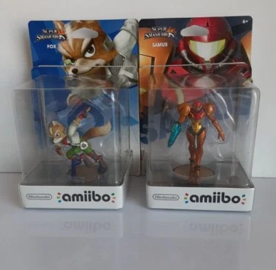 Nintendo Super Smash Bros. Series Fox Amiibo & Samus Amiibo Figura Caja Abierta Foto 1 de 4