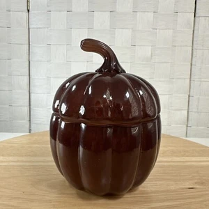 Pottery Barn Pumpkin Recycled Glass Rare Amber Color Harvest Spice Candle Unused - Picture 1 of 6