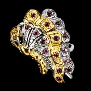 925 Plata Ley Redondo Rodolita Granate Zafiro Anillo Mariposa 7.5 - Imagen 1 de 10