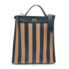 Fendi 7Va447 Pekan Peekaboo X-Lite 2Way Handbag Tote Bag Leather/Raffia Women'S