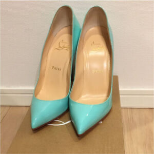 christian louboutin pumps green PIGALLE FOLLIES 100  PATENT Size 38.5 US 6.5