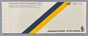 SINGAPORE AIRLINES VINTAGE USED AIRLINE TICKET SINGAPORE - LONDON SQ - Picture 1 of 4