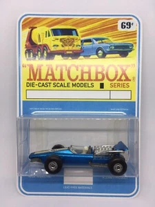 Vintage Lesney Matchbox 34 Formula 1 Racing Car In Blue Restored Blister Pack - Picture 1 of 6