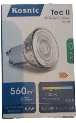 4 x Kosnic 5.5w watt LED GU10 Power Warm White DIMMABLE spot bulb lamp  - Image 1 of 4