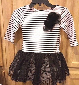 Marmellata Toddler Girls Pink/Black Stripe Lace Tulle Dress - MSRP $55 - Picture 1 of 2