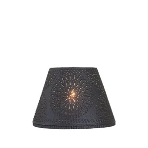 Punched Tin 10-Inch Empire Shade with Chisel Design - Textured Black - Picture 1 of 2