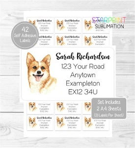 Personalisierte Rücksendeadressetiketten Corgi Hund, 42 personalisierte Aufkleber - Bild 1 von 1