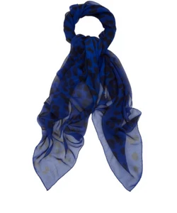 NWT Alexander McQueen $595 Metamorphose Leoard Silk Chiffon Scarf, Blue - Picture 1 of 4
