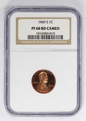 1969-S Lincoln Memorial Cent Proof 1C NGC PF68 RD Cameo - Image 1 of 4