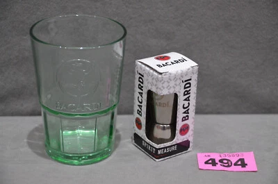 New Bacardi Glass And 25/50ml Stainless Steel Measure Spirit Tumbler Rum Jigger - Image 1 of 4