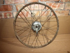 ORIGINAL OLD VINTAGE MOTORCYCLE BIKE RIGA GAUJA FRONT WHEEL WITH BRAKE DRUM - Picture 1 of 22