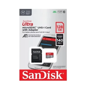 MicroSD Card SanDisk Ultra 128GB Memory Card with adapter - Picture 1 of 2