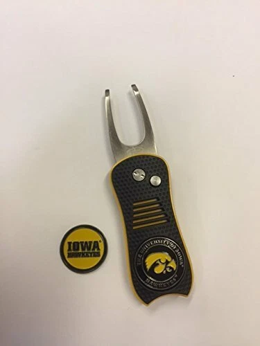 SWITCHFIX Iowa Hawkeyes Switchblade Divot Tool, BONUS Marker, NEW Blk/Yell