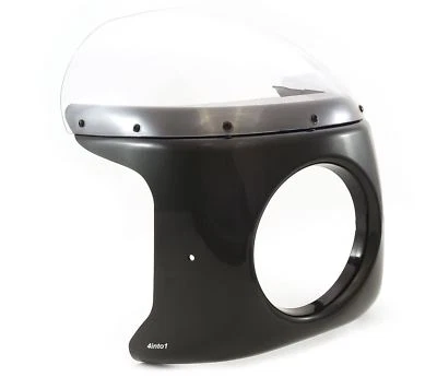 Carenado Viper Retro Café Racer Drag Motocicleta 1/4 - Negro con Parabrisas Transparente Foto 1 de 3