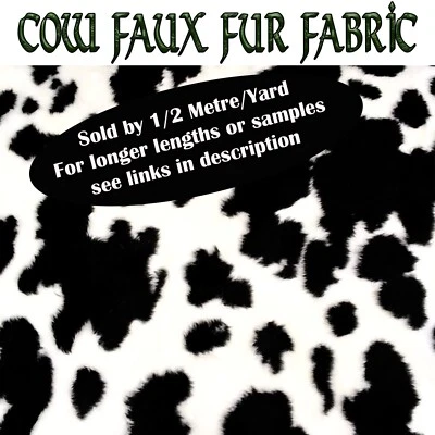 Tela de piel sintética esponjosa con estampado de vaca fresca negra 150 cm de ancho se vende medio metro/yarda Foto 1 de 2