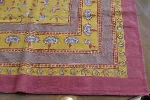 Couleur Natur Tischdecke Bruno Lamy Baumwolle rot gold 71" x71" Indien - Bild 1 von 10