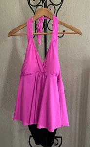 Catalina Suddenly Slim Swimsuit Halter Top Fuscia Black Draped 2X(18W - 20W) - Picture 1 of 10