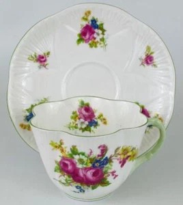 Vintage Shelley Cup & Saucer~Hulmes Rose Spray~c1945~Porcelain~B240~dainty shape - Picture 1 of 11