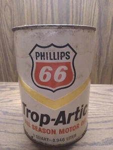 VINTAGE PHILLIPS 66 TROP ARTIC MOTOR OIL 1 Quart TIN LITHO CAN BARTLESVILLE OK - Picture 1 of 6