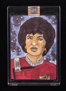 Star Trek Lt. UHURA Nichelle Nichols Hodges Signed Sketch Card ORIGINAL 1/1 ART - Picture 1 of 2