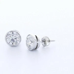 PENDIENTES CLÁSICOS CONJUNTO BISEL ORO 14K REDONDO BRILLANTE DIAMANTES NATURALES F/VS2 2,9 QUILATES - Imagen 1 de 3