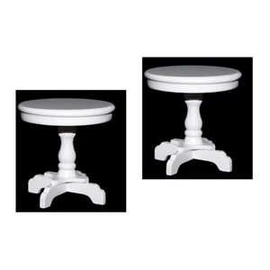 2er Set Mini Holzimitat Runder Tisch Couchtisch Miniatur Möbel - Bild 1 von 9