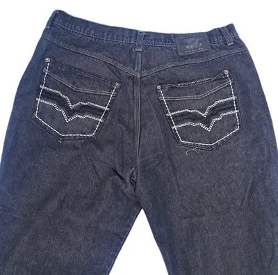 Pantalones de mezclilla Y2K Streetwear holgados grunge skater marca PJ para hombre 36X32 gris claro negro Foto 1 de 4