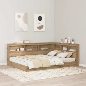 Testiera Portaoggetti Rovere Artigianale 160x200cm Scaffale Legno Ingegnerizzato Letto Rustico Lusso - Foto 1 di 5