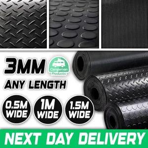 Rubber Flooring Matting 3MM Heavy Duty Non-Slip Industrial Checker, Coin, Ribbed - Bild 1 von 11