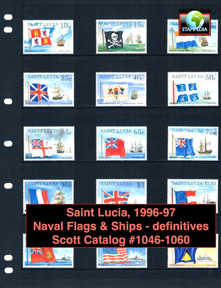 $41,60 Scott значение - 1996 ST LUCIA флаги корабли окончательный дефицитный CV MNH NH UMM - Изображение 1 из 4