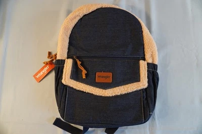 Wrangler Azul Oscuro Denim & Sherpa Mochila Mujer Hombre Niños NUEVO CON ETIQUETAS Foto 1 de 4
