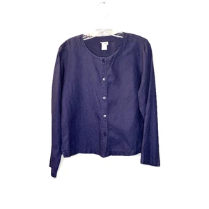 Eileen Fisher Women’s S Irish Linen Blue Classic Lightweight Cardigan Shirt Top - Picture 1 of 9