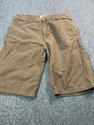 Pantalones Cortos Vans Para Hombres 30 Marrón Rayas Cuadros Chino Bolsillos Cortados Cinturón Lazos Informales Foto 1 de 4