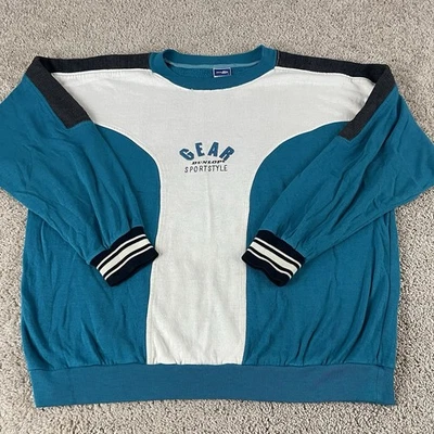 Camisa Dunlop XL Tenis Bloques de Color Logo SpellOut Manga Larga Años 80 90 E187 Foto 1 de 4