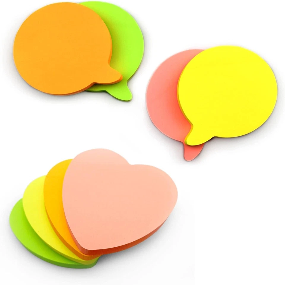 EVG Heart & Speech Bubble Shaped Sticky Notes | Strong Adhesive Sticky Pads - Image 1 of 1