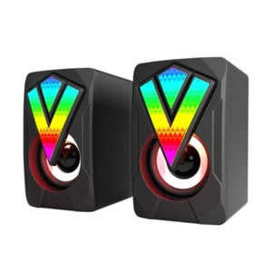 USB Stereo Speaker RGB Light Wireds Full Frequency Desktop PC Subwoofer - Picture 1 of 8